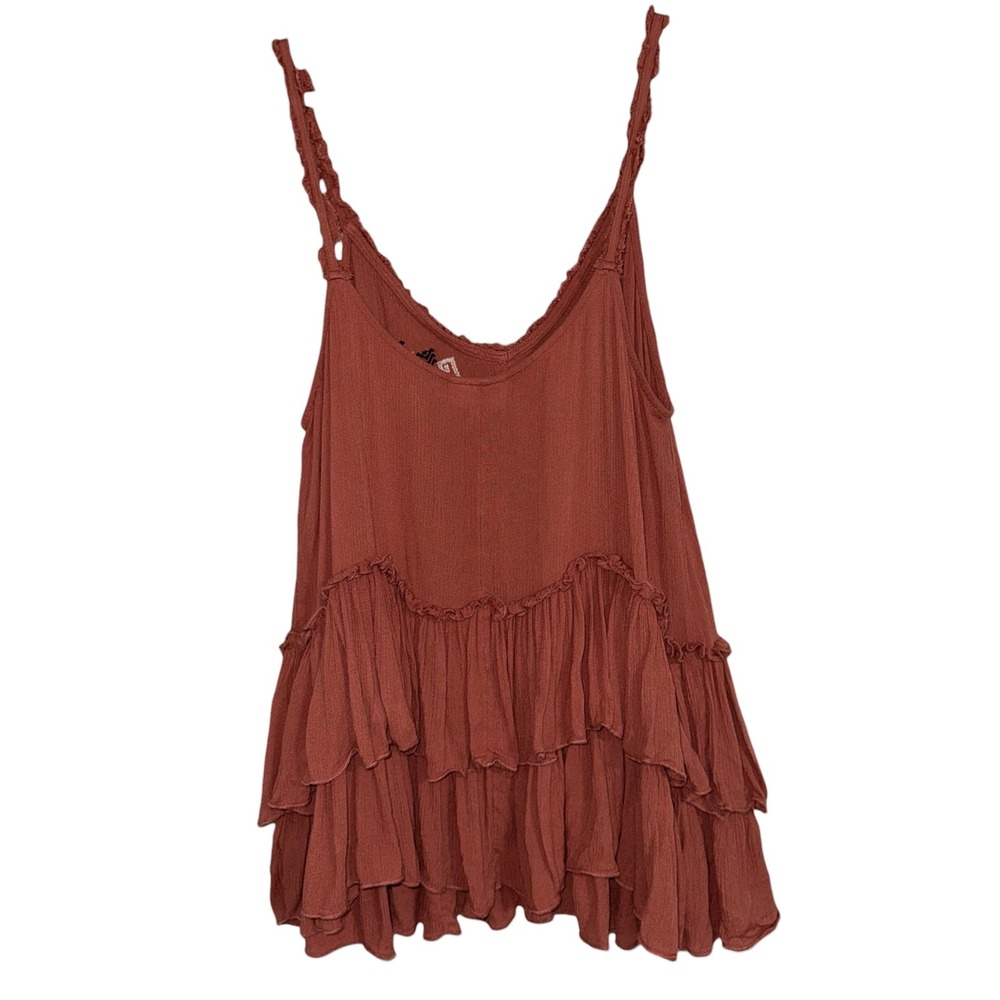 Shyanne Rust Tiered Ruffle Embroidered Tank Top - Picture 5 of 10